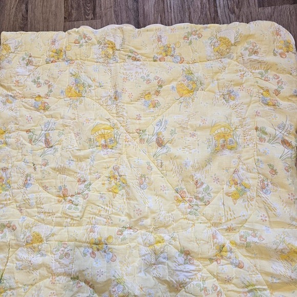 Vtg Riegal Baby Blanket Floral Teddy Bear Strawberry Print Quilt Sleep Sack - Picture 6 of 12